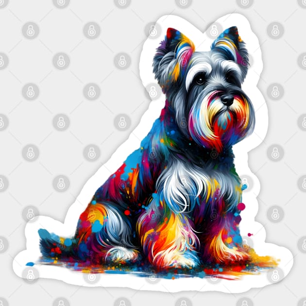 Playful Colorful Splash Cesky Terrier Artistic Portrait Sticker by ArtRUs